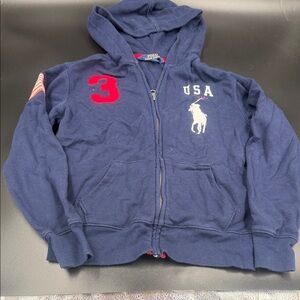 Polo by Ralph Lauren Kids Blue Hoodie with Red and White Accents